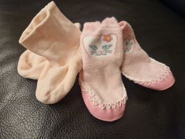 Chaussons pantoufle chaussette bébé roses 15-17