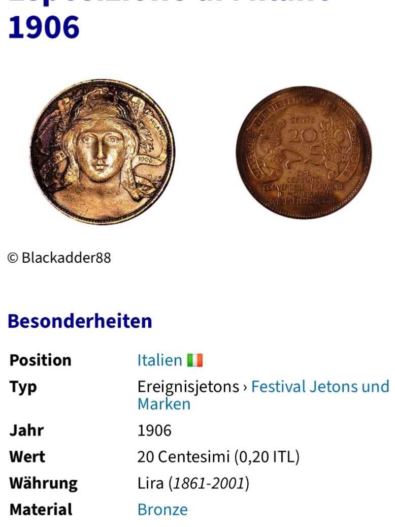 Alle Münzen: 20 Centesimi 1906  Italien – Gebraucht aus Neuenhof von Mastermind-73 2