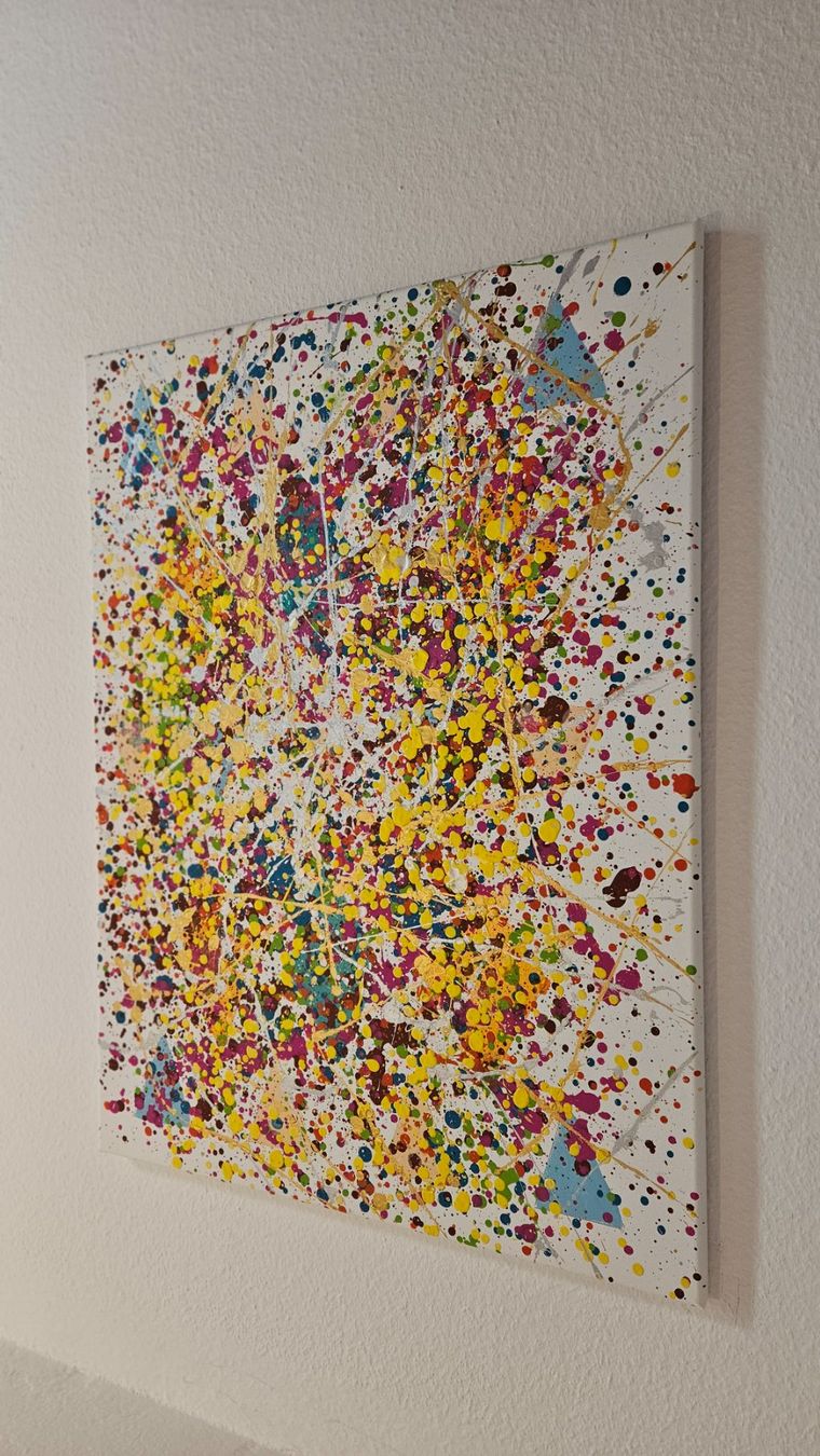 Dipinti: Tableau abstrait multicolore, parfait pour le salon! – Nuovo (secondo la descrizione) da Le Locle venduto da fab_c9hh 2