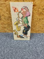 Antikes Bild, Clown mit Saxophon, Vintage, Rarität!