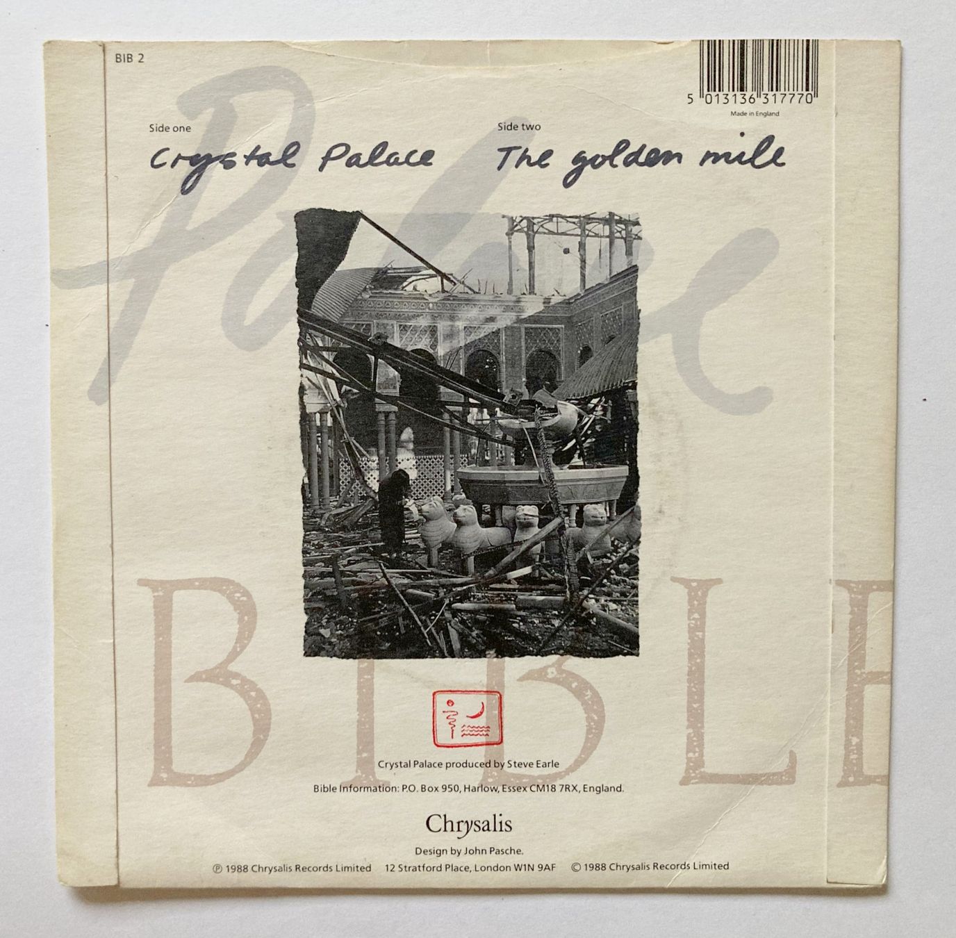 Dischi in vinile: THE BIBLE - CRYSTAL PALACE – Usato da Bottens venduto da hotter-than-hell 1