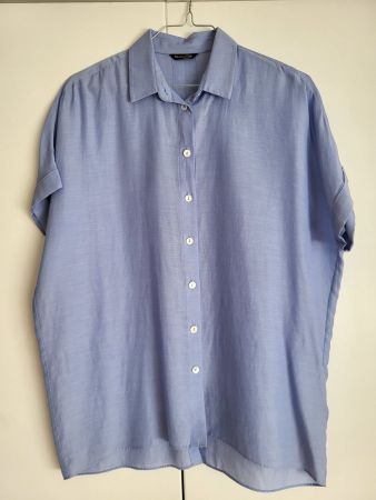 Massimo Dutti Bluse Damen, Gr. S - blau, Baumwolle/Seide