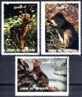 UMM AL QIWAIN TIERE 3 MARKEN GESTEMPELT - H323
