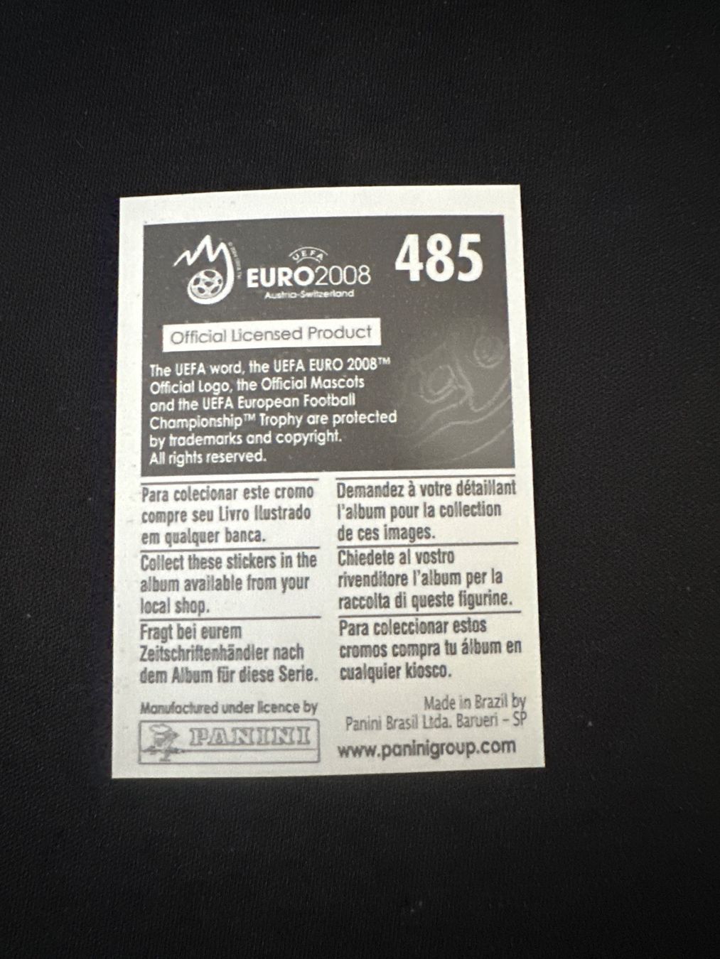 Panini Carte collezionabili: Panini UEFA EM 2008 Sticker - Nr. 485 – Usato da Sulz AG venduto da DealWerk 1