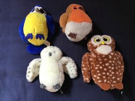 4 Plüschvögel / Stoffvögel - Eule, Rotkehlchen & Co. top!