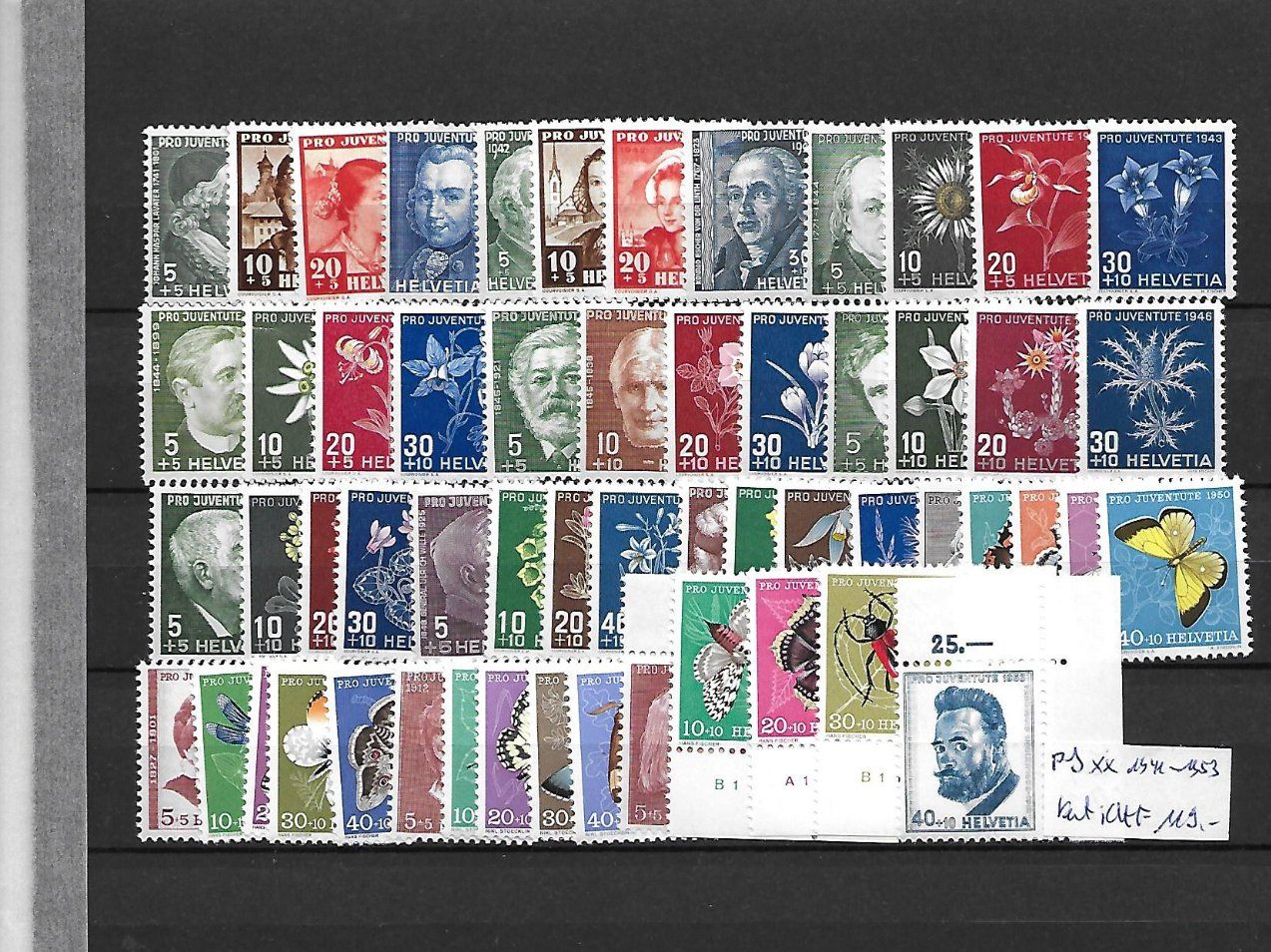 Tutti i francobolli: PJ 1941 - 1953 ** Kat: CHF 119.- – Nuovo (secondo la descrizione) da Basel venduto da Ilp