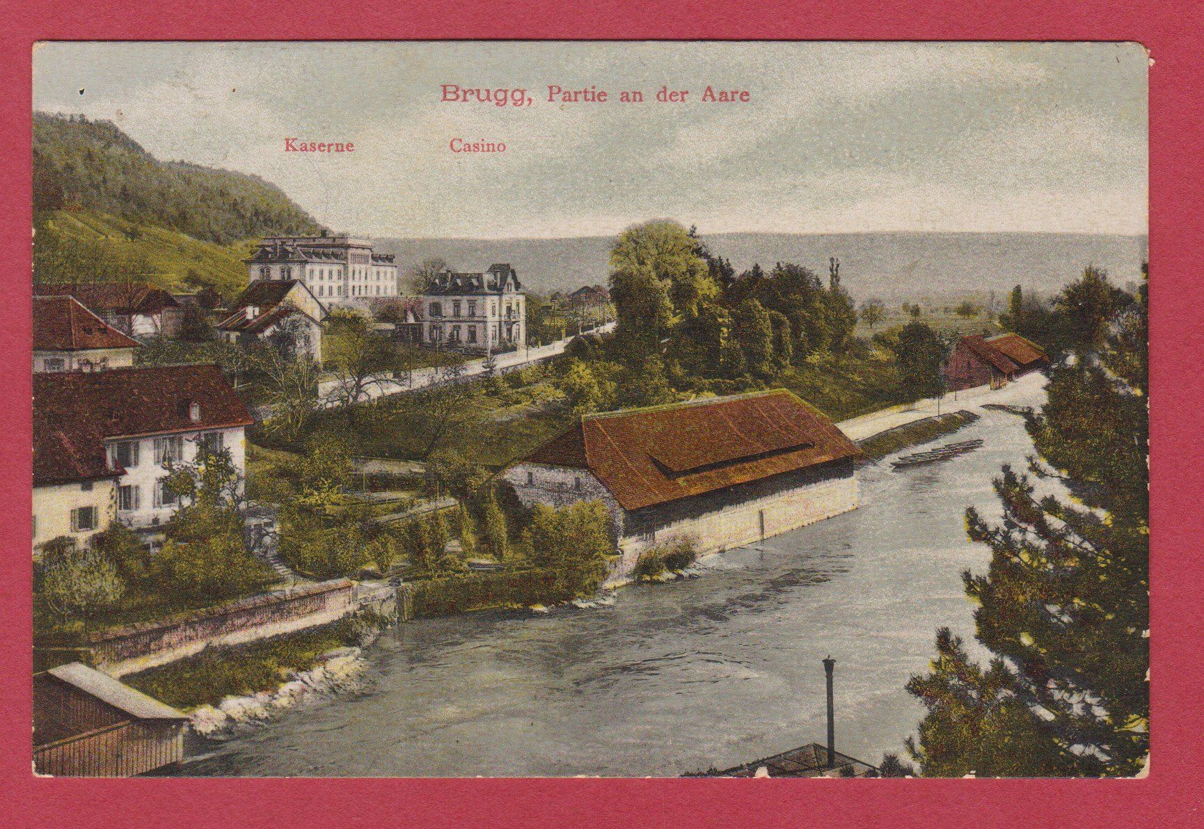 Cartoline postali: Brugg  AG   :  alte Ansichtskarte mit Kaserne + Casino 1908 – Usato da Vitznau venduto da Ropaku