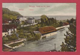 Brugg  AG   :  alte Ansichtskarte mit Kaserne + Casino 1908