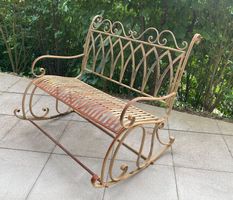 Romantische Gartenbank Metall Vintage Shabby Chic Look