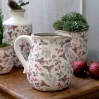 Chic Antique Vase/Krug mit Blättern & Beeren, Höhe 15,5 cm