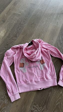 Veste zippée NUNA rose velours strass éléphants couronne S