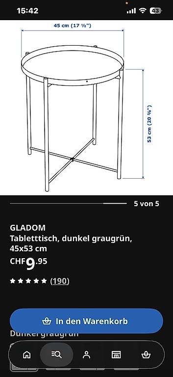 Ikea Tables: GLADOM Tablett-Tisch Grau-Beige – D'occasion à Urdorf par Resumasa 3