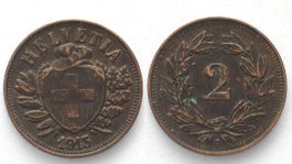 SCHWEIZ 2 Rappen 1913, selten!
