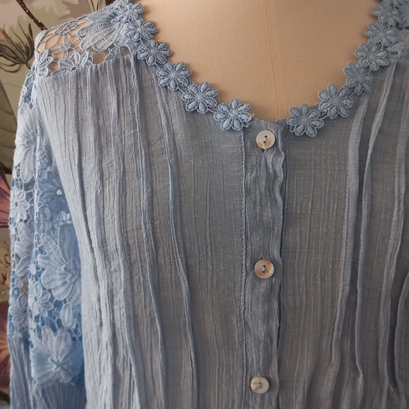 Camicette: Süsse Bluse Tunika hellblau Spitze Gr. 40 L  Boho – Nuovo (secondo la descrizione) da Nottwil venduto da cecilia44 4