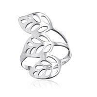 Ring für Damen Blatt Silber Edelstahl