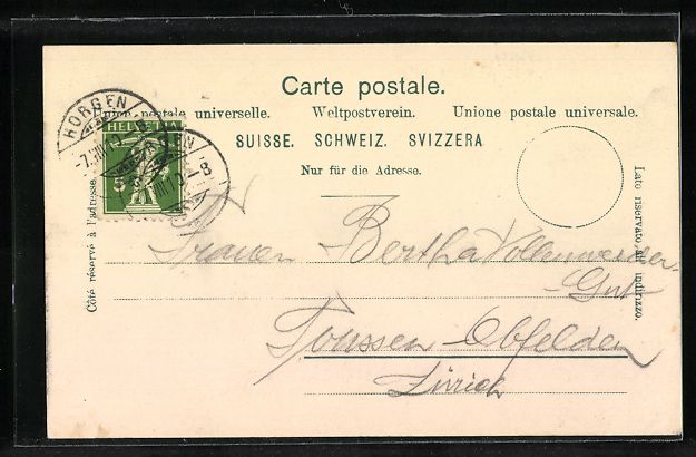 Cartoline postali: Horgen, Kirche und See aus der Vogelscha – Usato da Berlin venduto da bartko-reher 1