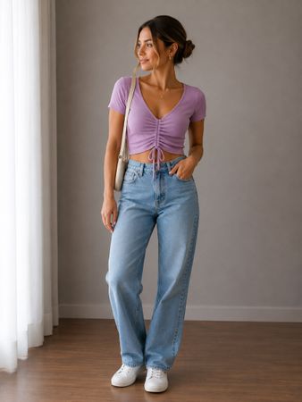 LILA RAFFUNGSTOP MIT V-AUSSCHNITT VON ZEBRA GR. XS