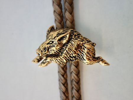 Bolo Tie Western Krawatte Cowboy WILDSCHWEIN KEILER Gold