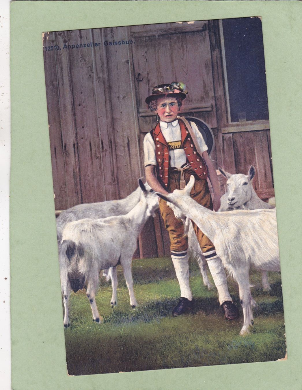 Cartoline postali: Kitsch Mann Tracht mit Ziegen – Usato da Herisau venduto da Lisegrat2008