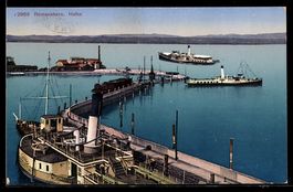 AK Romanshorn, Partie im Hafen, Dampfer