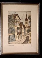 Originalradierung Pfalzgasse signiert 19x25 cm c 1920-40
