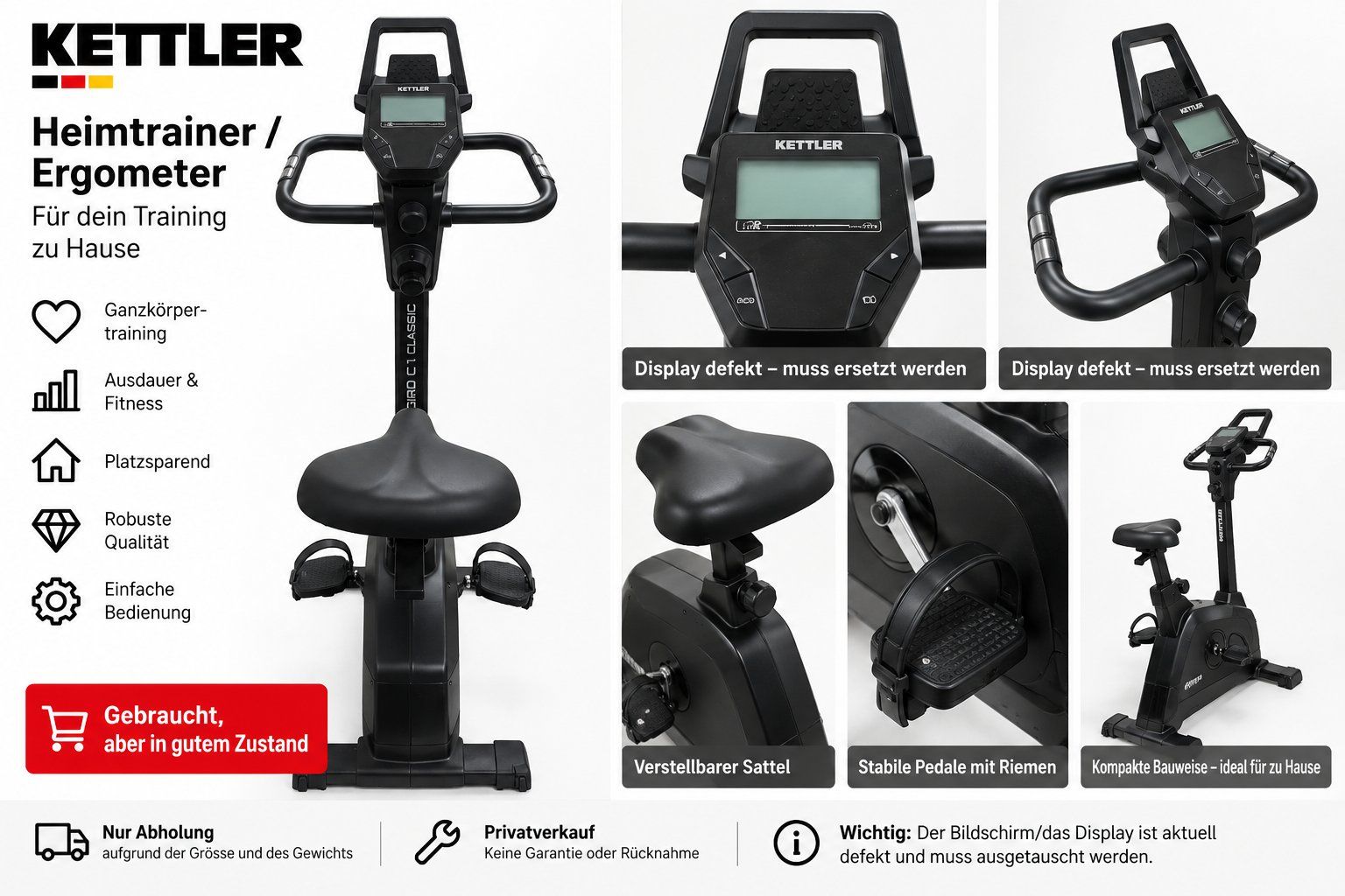 Kettler Hometrainer: KETTLER Giro C1 Classic Heimtrainer / Ergometer – Usato da Jona venduto da Cesare99