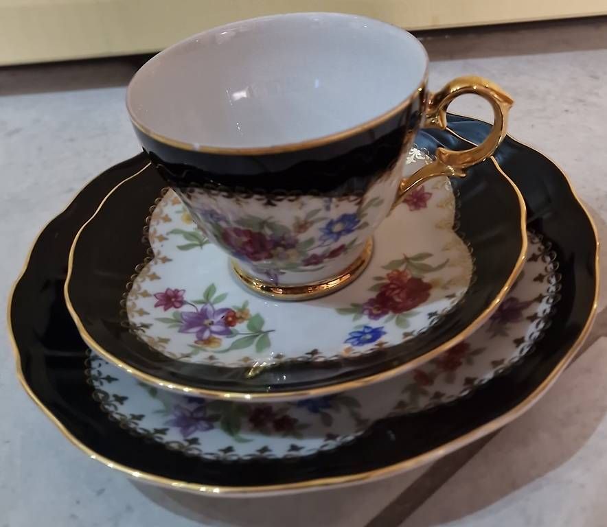 Set di piatti: 6 Tassen mit Unterteller und Dessertteller – Usato da Schüpfheim venduto da Prisi62 1