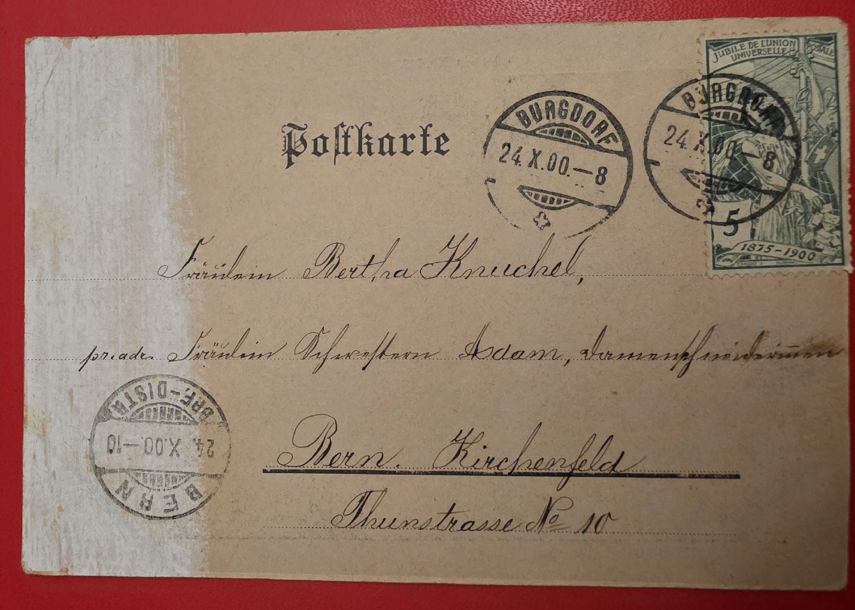 Ansichtskarten: Postkarte 1900 – Gebraucht aus Bern von Kocholo 7