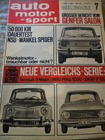 AMS 7/66 NSU Wankel Spider DKW F102 Renault 8 NSU Prinz xa
