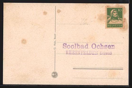 Cartes postales: Rheinfelden, Hotel Soolbad Ochsen, Parti – D'occasion à Berlin par bartko-reher 1