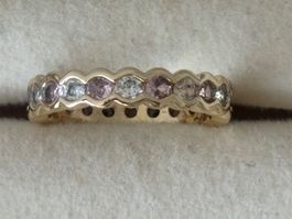 Luxus Elegante gr.18/8 Ring Zirkonia Memoire Goldfarben