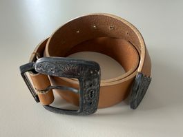 Ledergürtel mit schöner Schnalle, Gr.85, TOP