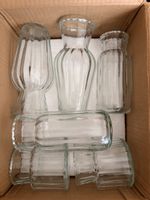 Set von 6 mini Glasvasen gerippt transparent guter Zustand