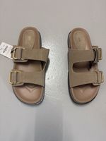 Sandals: Zara Beige Leather Double Buckle - Size 39 NEW!