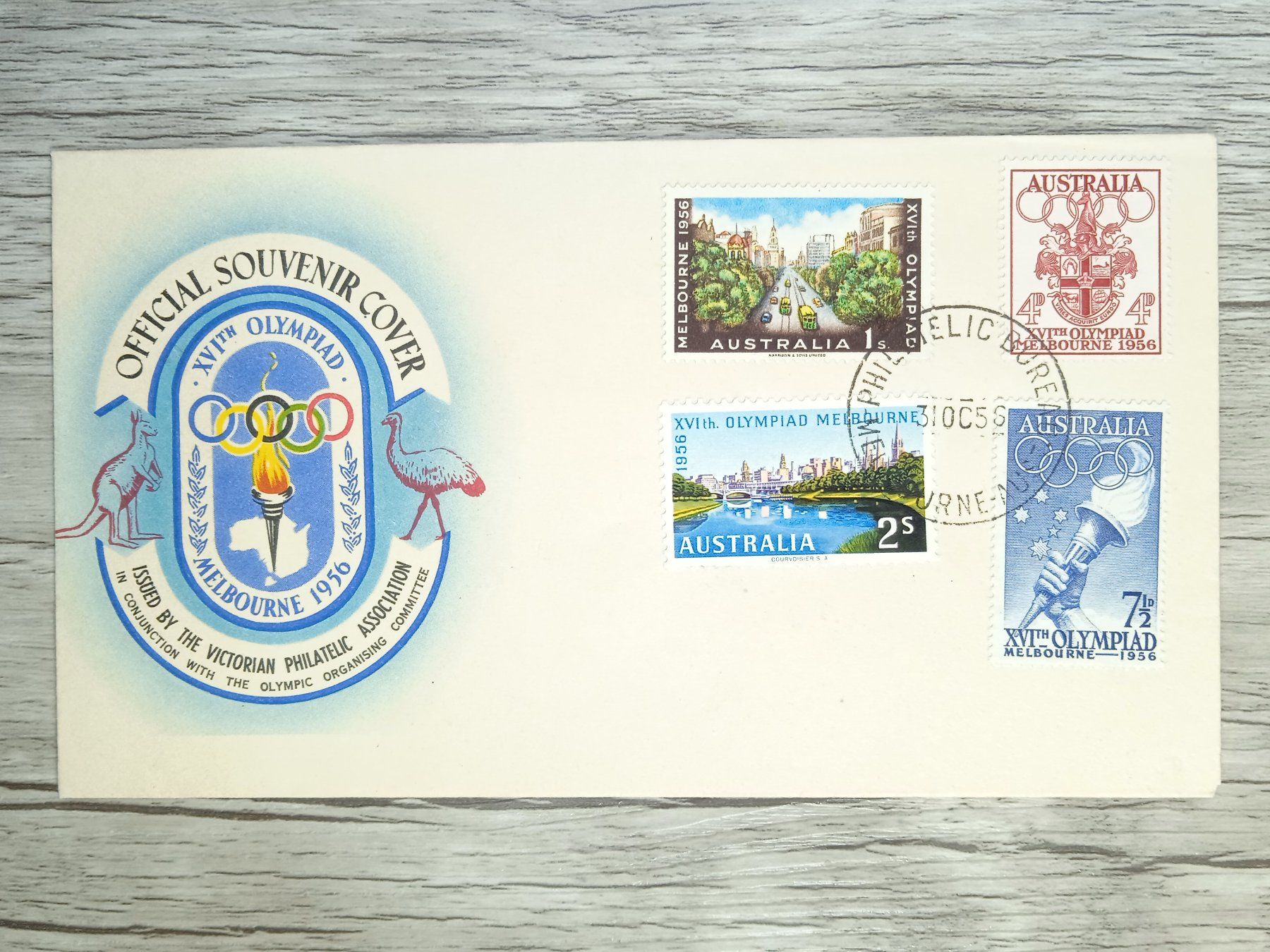 Tutti i francobolli: TR80 Enveloppe + Timbre Australie 1956 – Usato da Cousset venduto da Patrick_Collections