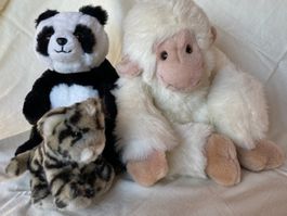 3 Plüschtiere Panda Affe Tiger weich kuschelig