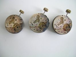 3 x Landeron 54: unkomplette Uhrwerke