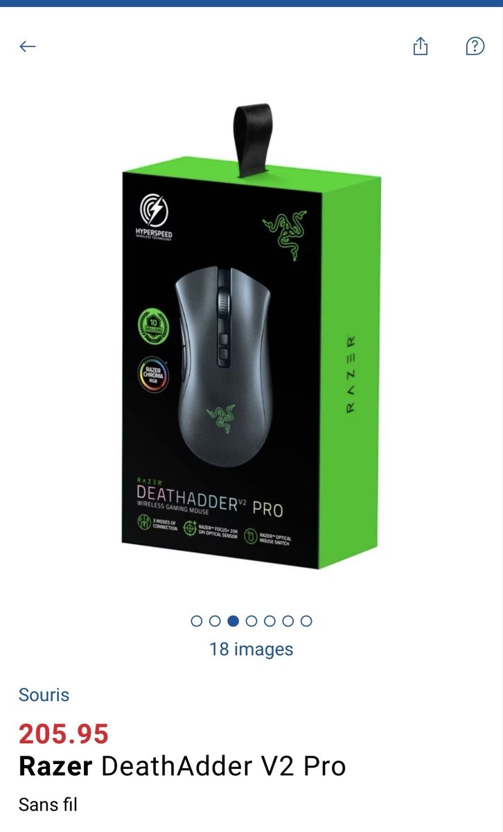 Razer Mouse: Souris gaming Razer DeathAdder V2 Pro – Usato da Domdidier venduto da DevilTek 1