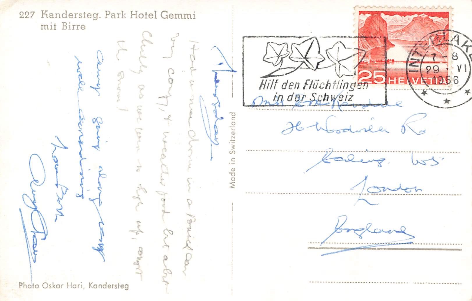 Cartoline postali: Kandersteg park hotel gemmi mit birre – Usato da Biasca venduto da Blenio71 1