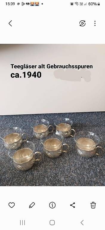 Tazze: 6 Teegläser versilbert, ca. 1940, Vintage – Usato da Leuggern venduto da Tiatina84