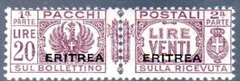 1937 ERITREA-COLONIA ITALIA PAKETPOST PAAR ERITREA ATTEST**