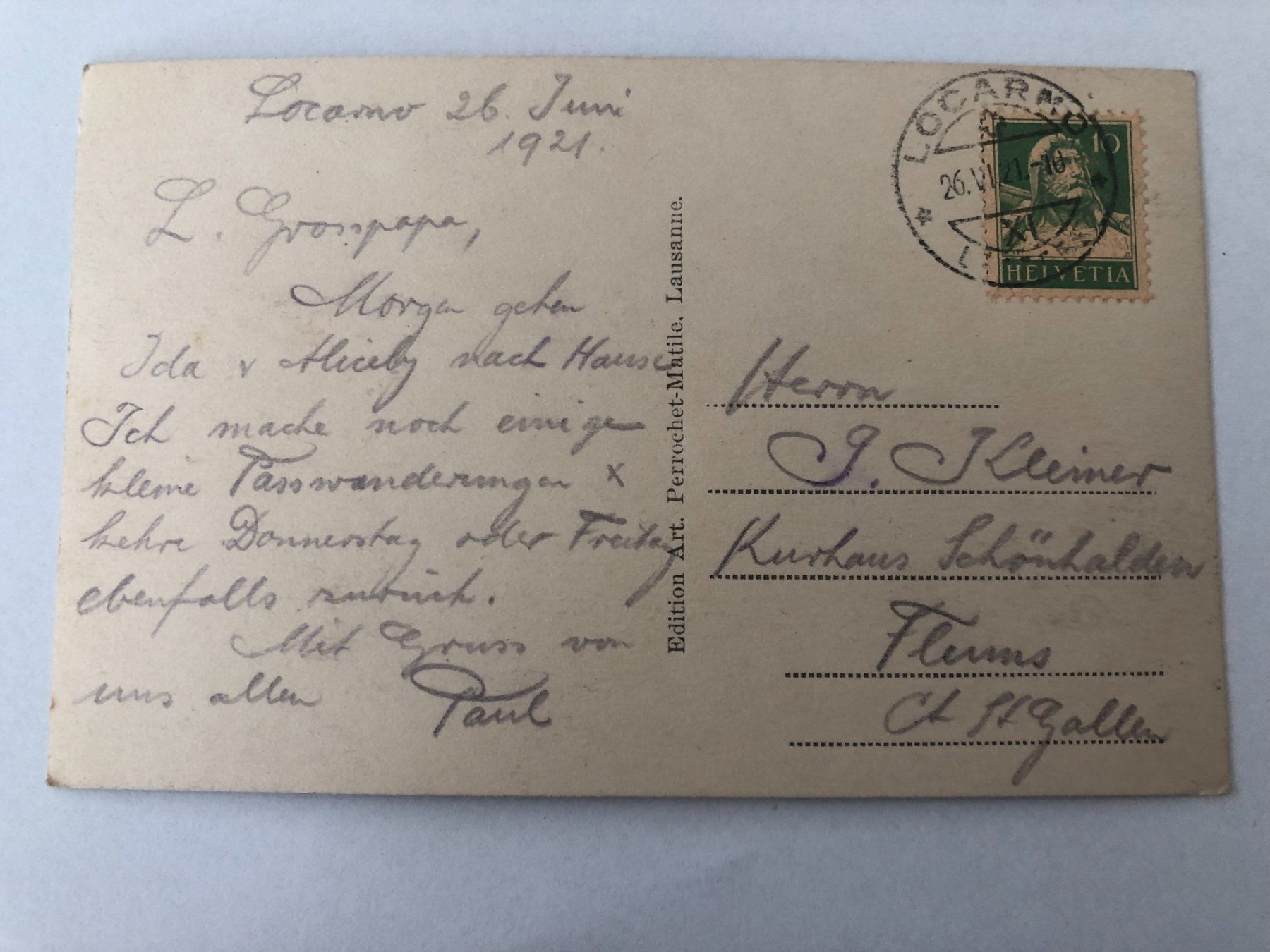 Ansichtskarten: Rivapiana presso Locarno 1921 – Gebraucht aus Pfäffikon ZH von Waltoversand 1