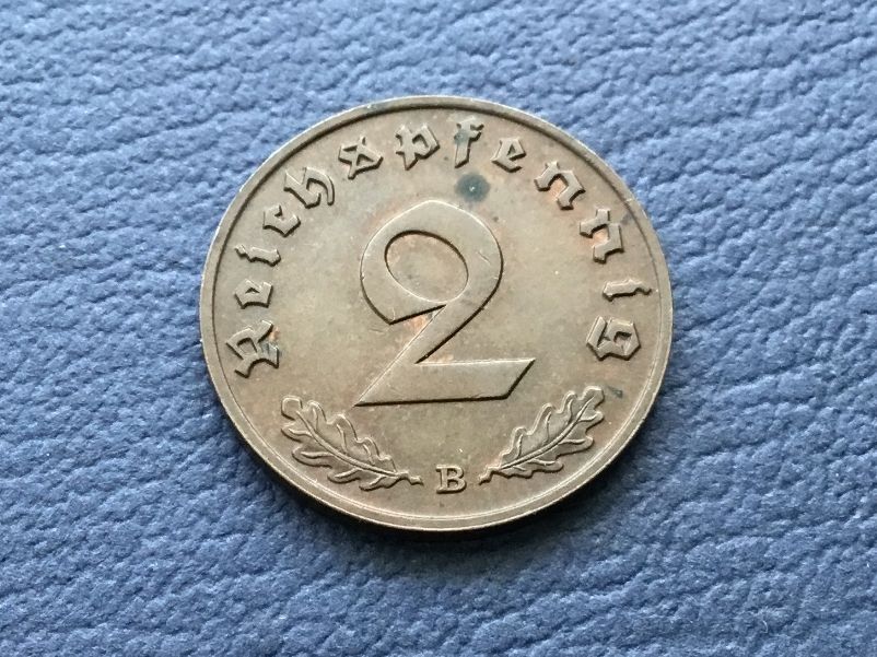 Tutti le monete: Drittes Reich 2 Reichspfennig  1939 B. – Usato da St. Margrethen SG venduto da alfapeugeot10 1