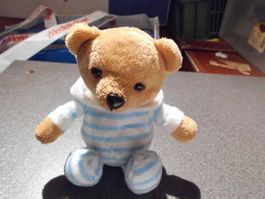 Teddy / Bär mit blau/weiss gestreiftem