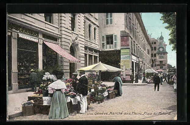 Cartoline postali: Genève, Marché aux Fleurs, Place du Mo – Usato da Berlin venduto da bartko-reher