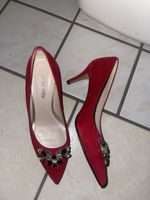Alba Moda Red Suede Heels with Jewels Size 39