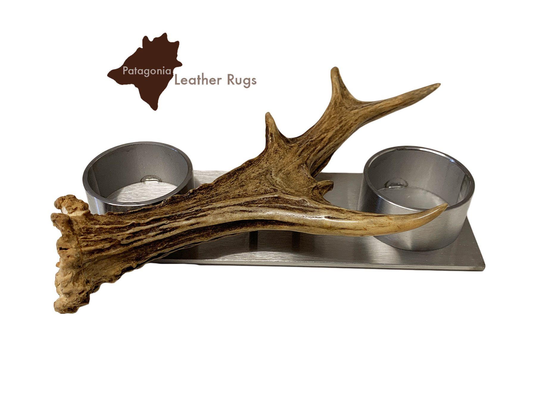 Portacandele: Kerzenständer mit echtem Hirschhorn – Nuovo e nell'imballaggio originale da Arbedo venduto da patagonialeatherrugs 1