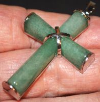 Anhänger L-9814 – Aventurin Kreuz 4,5x3cm silbrig