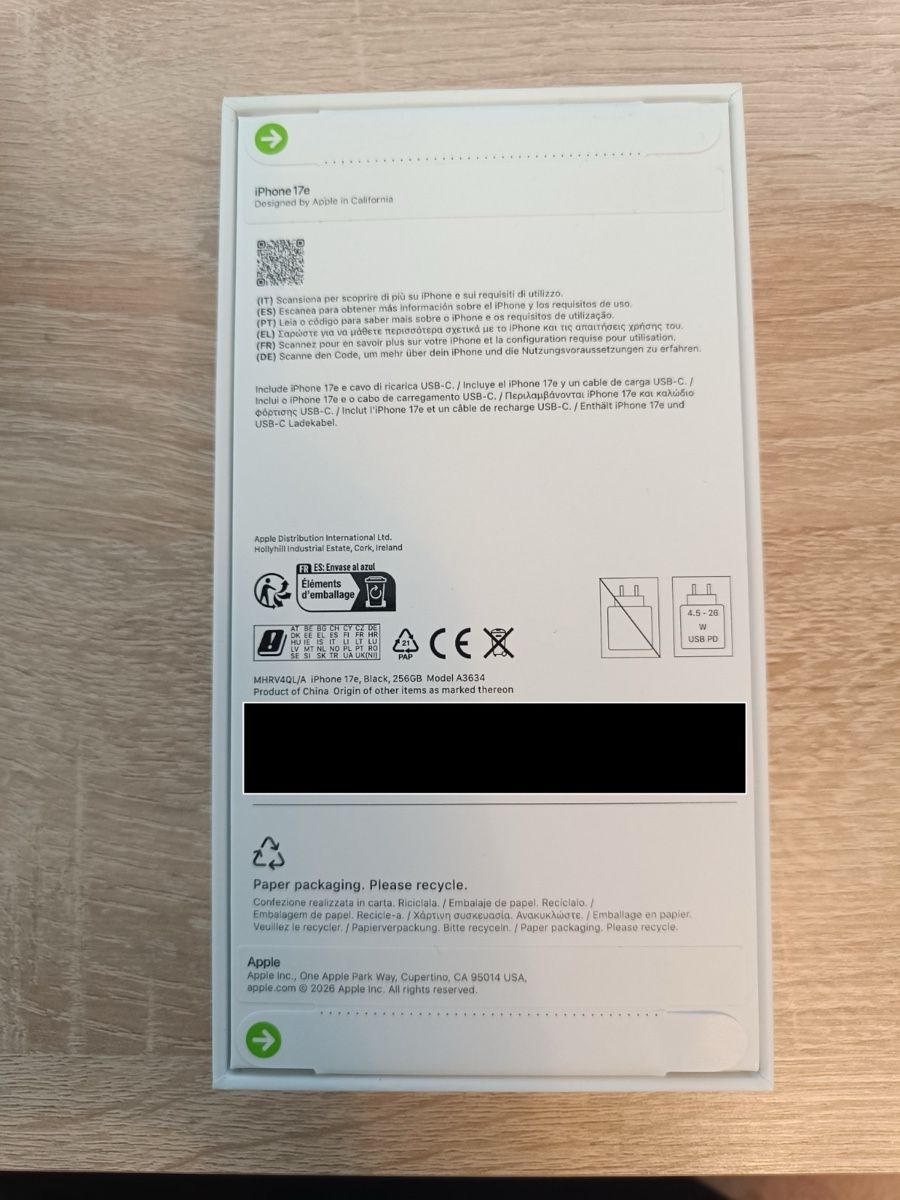 Apple Telefoni cellulari / Smartphones: iPhone 17e, 256 GB, Schwarz – Nuovo e nell'imballaggio originale da Basel venduto da kar_5fvf 1