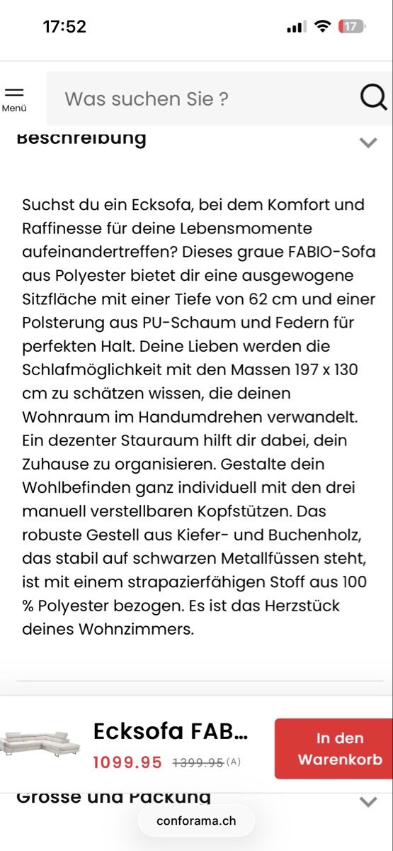Sofas: Comforama Sofa Fabio – D'occasion à Basel par Negroni94 3